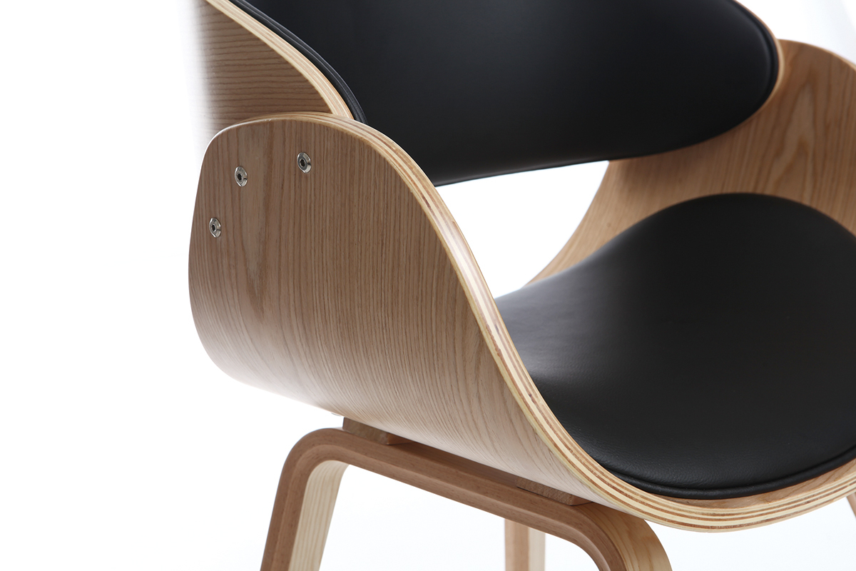 Sedia design nero e legno chiaro BENT