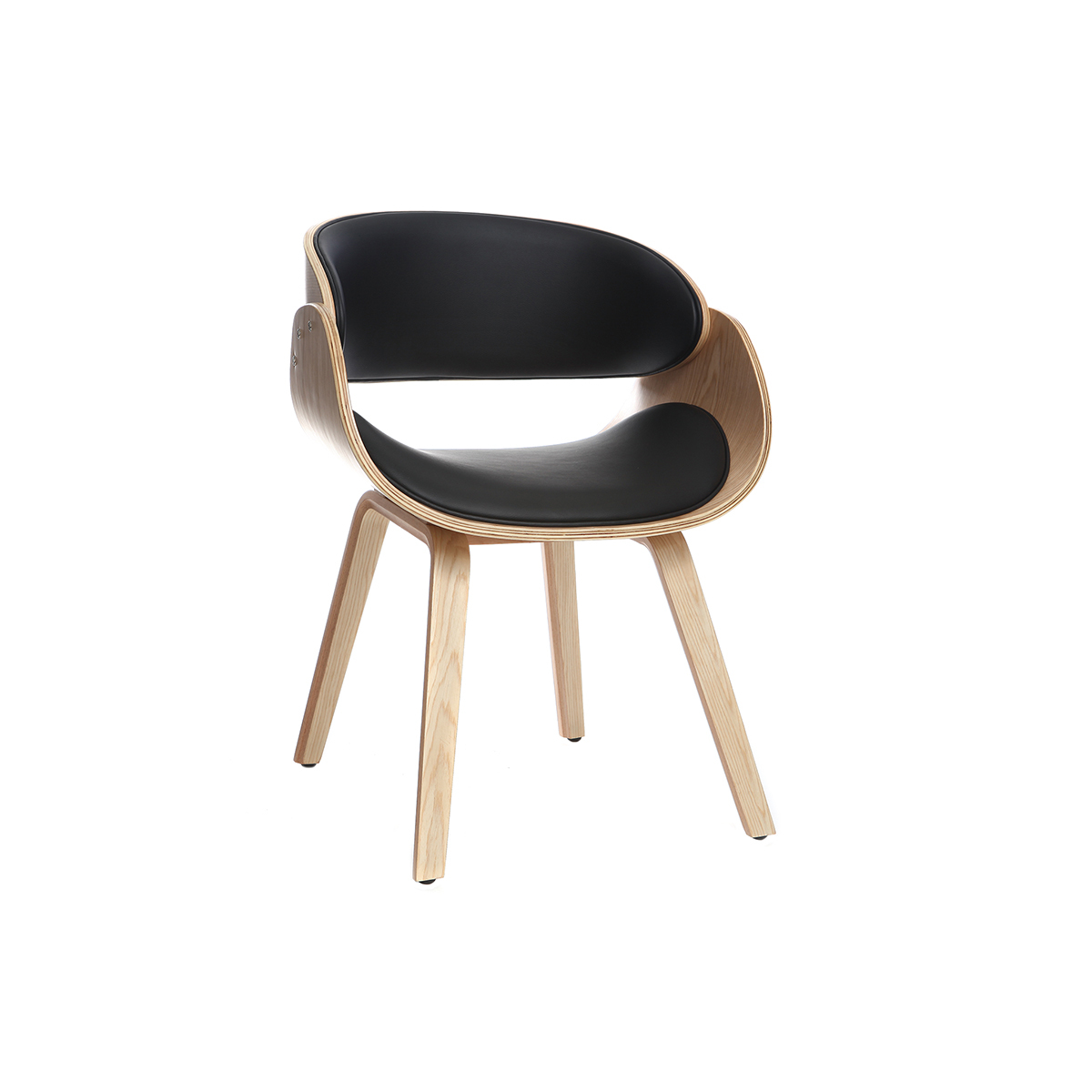 Sedia design nero e legno chiaro BENT