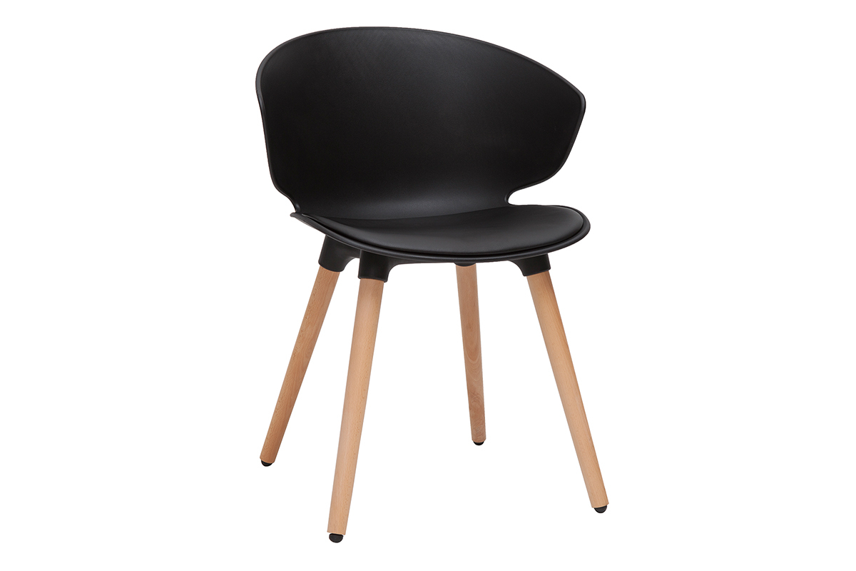 Sedia design nero e legno chiaro WING