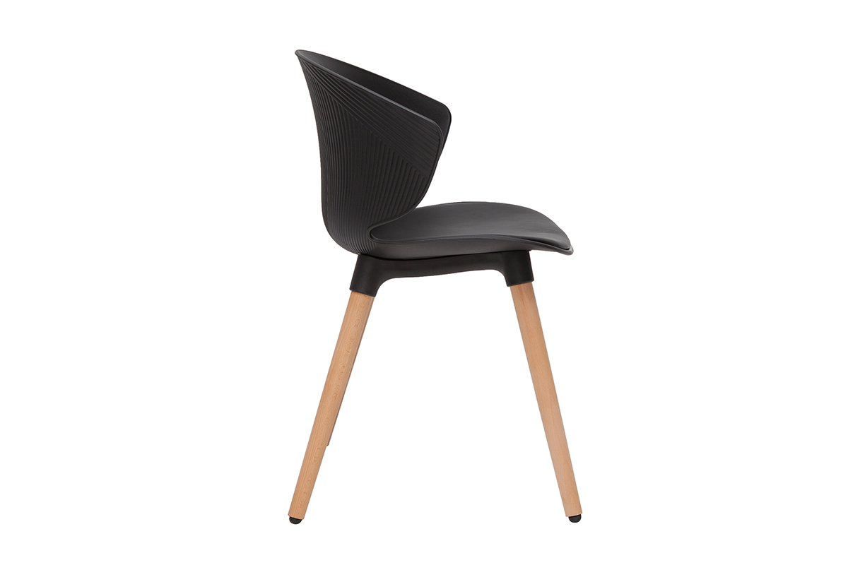 Sedia design nero e legno chiaro WING