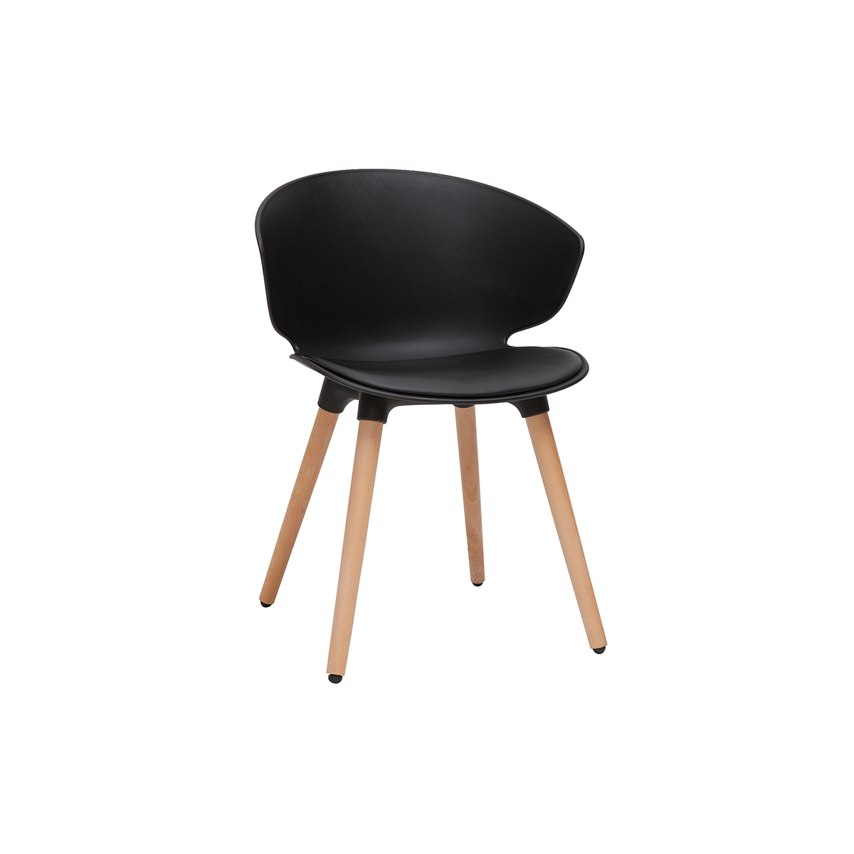 Sedia design nero e legno chiaro WING