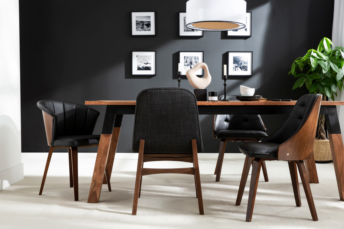 Sedia design nero e legno scuro ALBIN