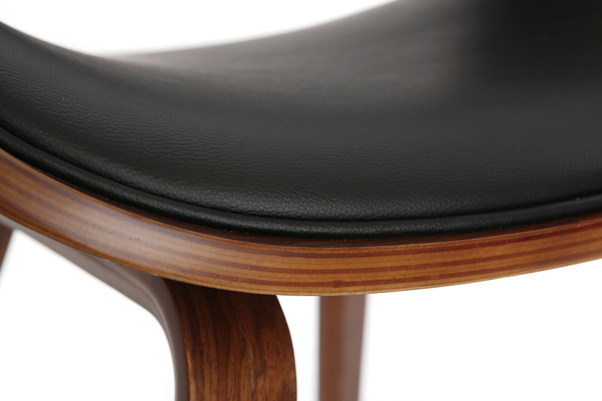 Sedia design nero e legno scuro noce BENT