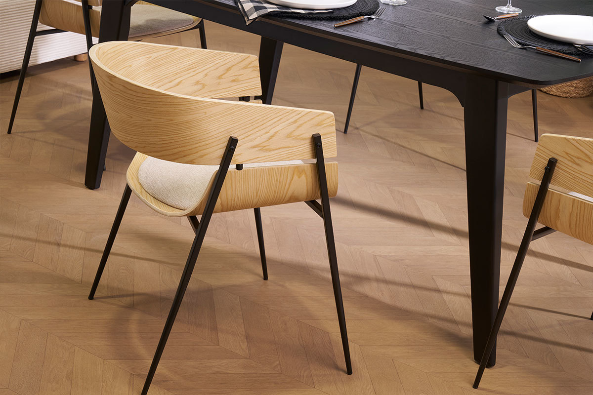 Sedia design nero e legno scuro WESS