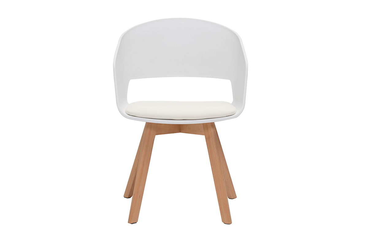 Sedia scandinava bianco e legno chiaro PRISMA