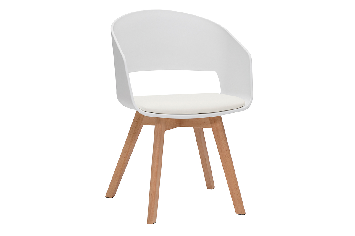 Sedia scandinava bianco e legno chiaro PRISMA