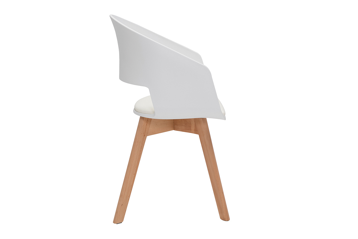 Sedia scandinava bianco e legno chiaro PRISMA