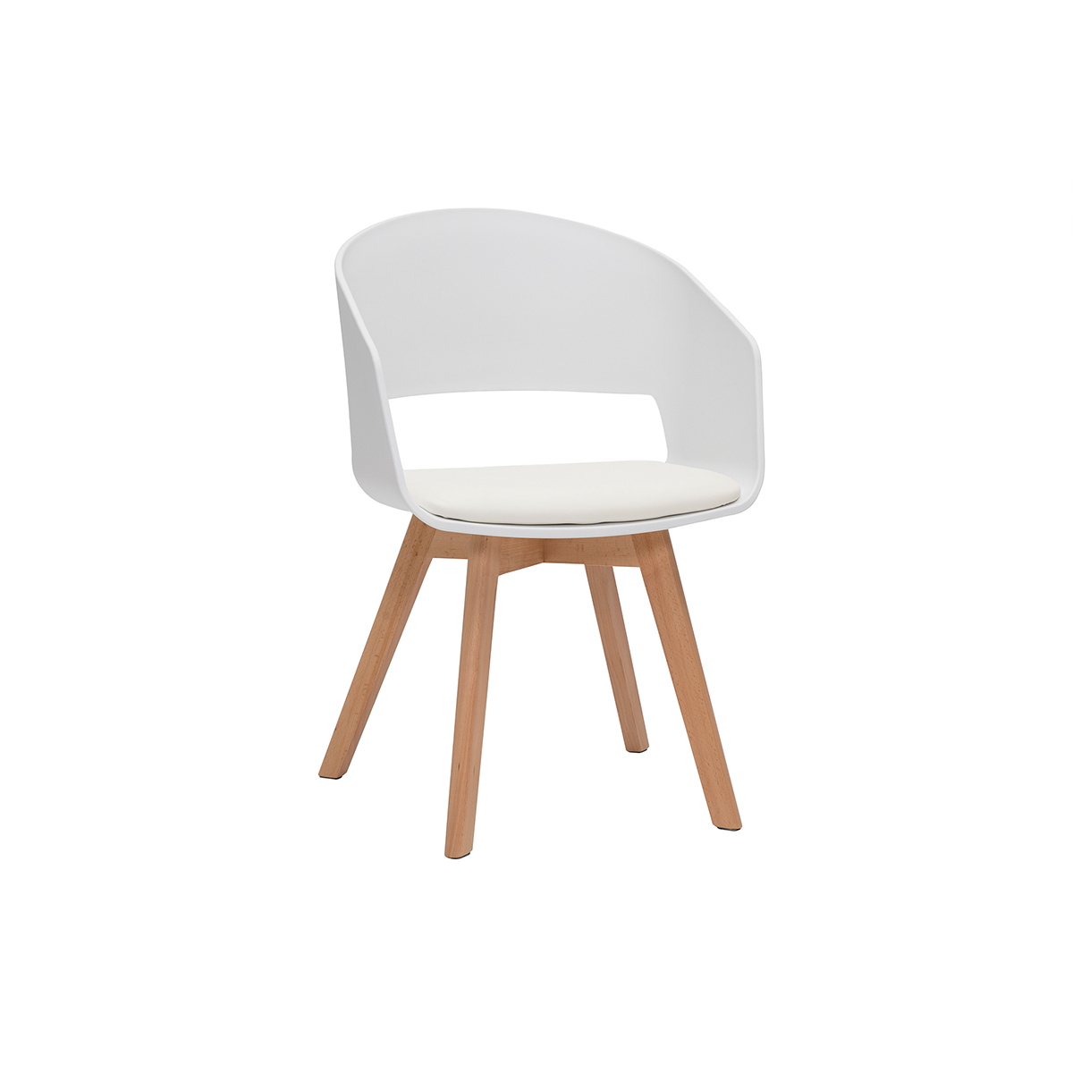 Sedia scandinava bianco e legno chiaro PRISMA