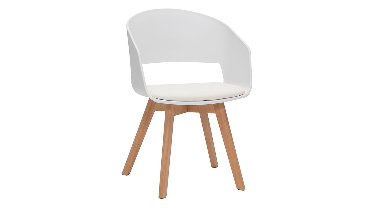 Sedia scandinava bianco e legno chiaro PRISMA