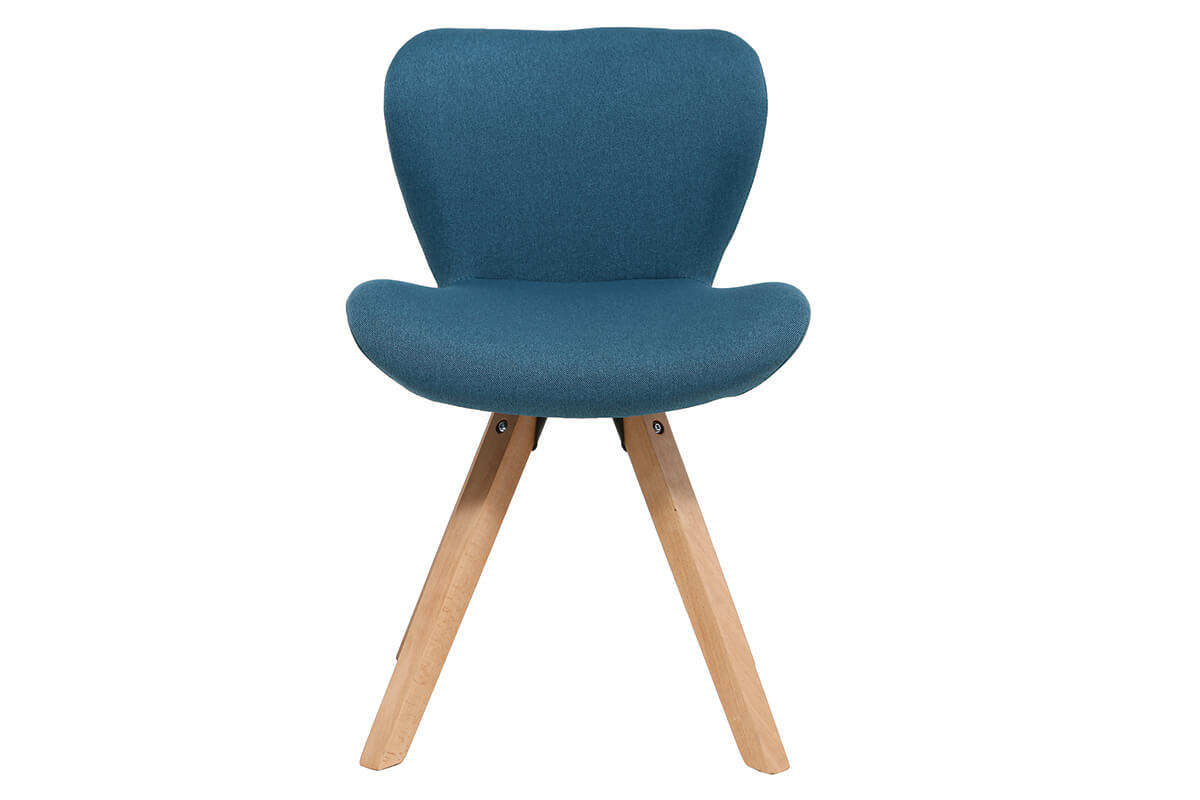 Sedia scandinava tessuto blu gambe legno chiaro ANYA