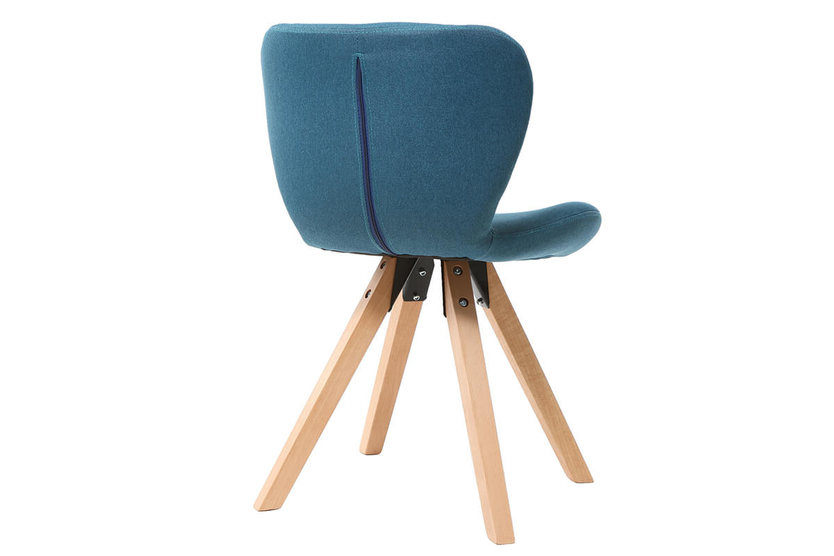 Sedia scandinava tessuto blu gambe legno chiaro ANYA