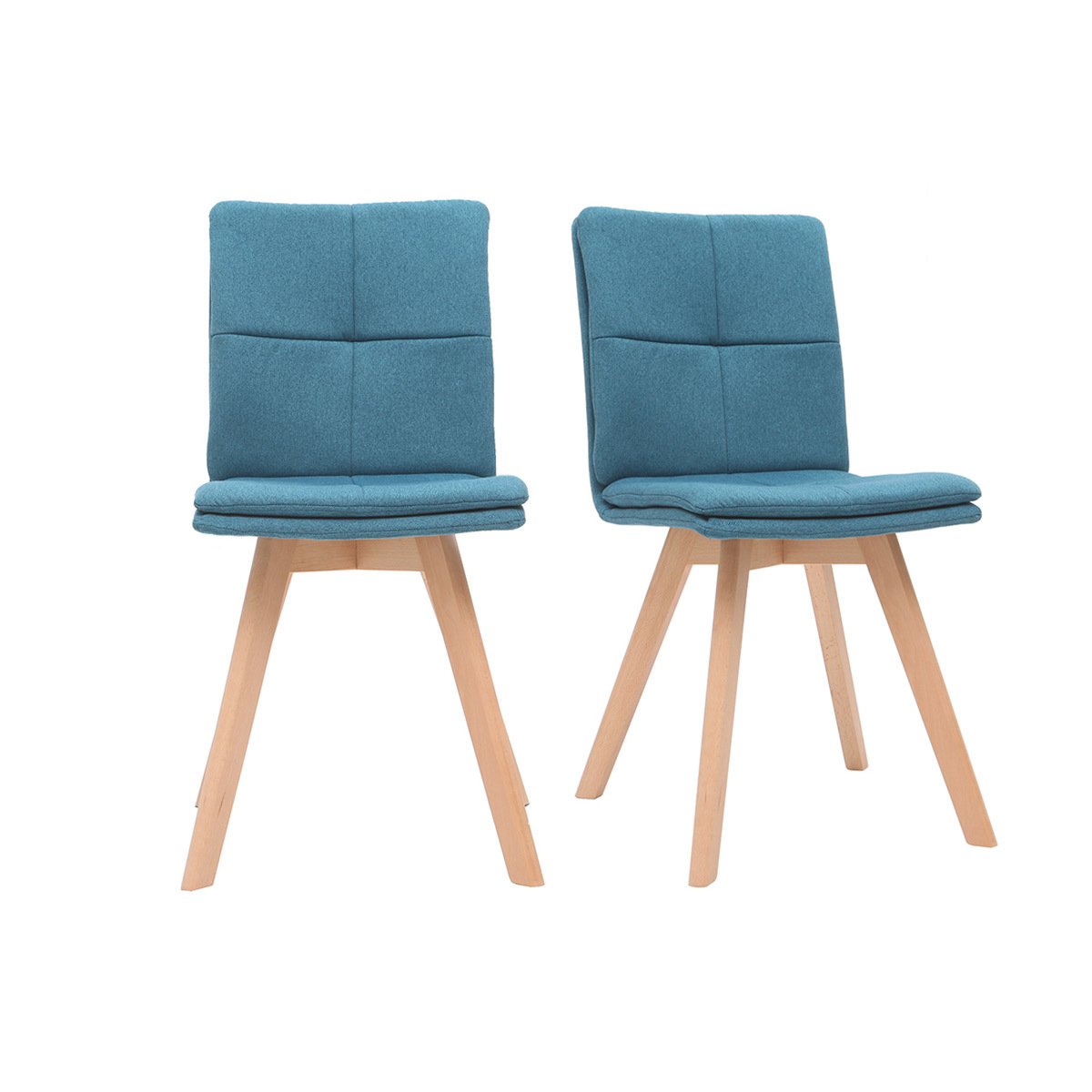 Sedia scandinava tessuto blu gambe legno chiaro set di 2 THEA