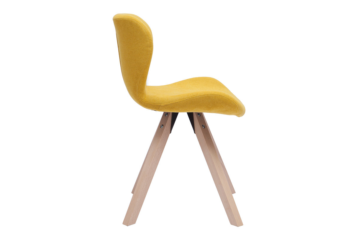 Sedia scandinava tessuto effetto velluto giallo senape ANYA