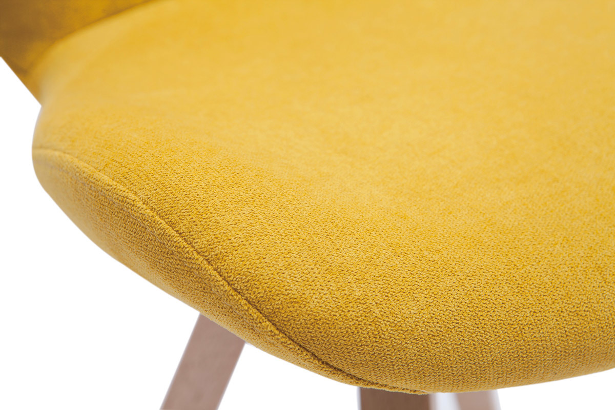 Sedia scandinava tessuto effetto velluto giallo senape ANYA