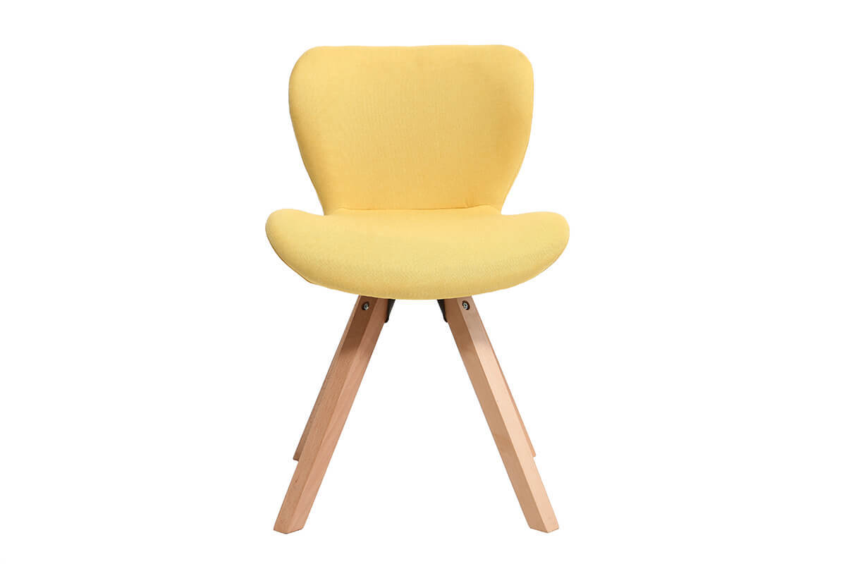 Sedia scandinava tessuto giallo gambe legno chiaro ANYA