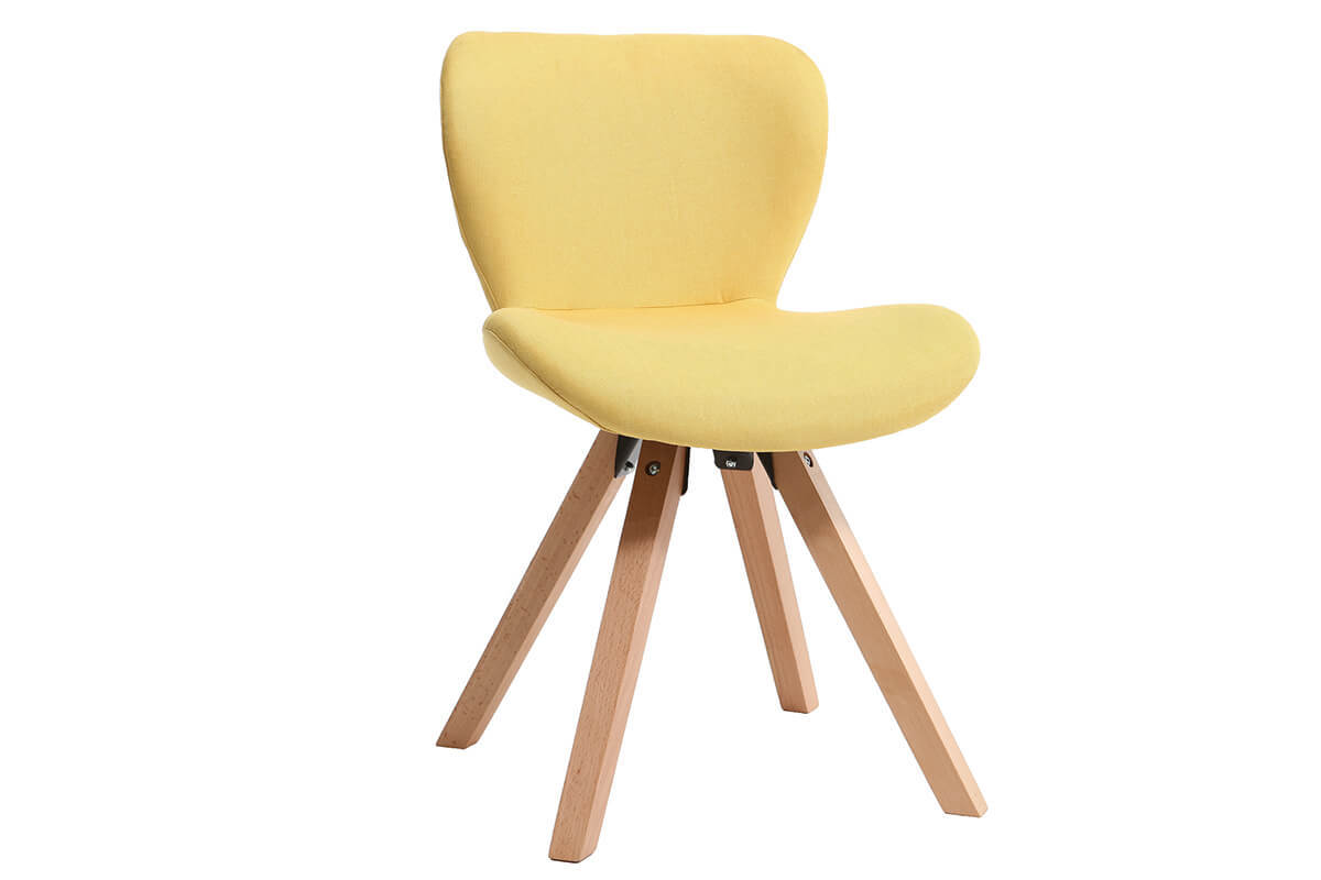 Sedia scandinava tessuto giallo gambe legno chiaro ANYA