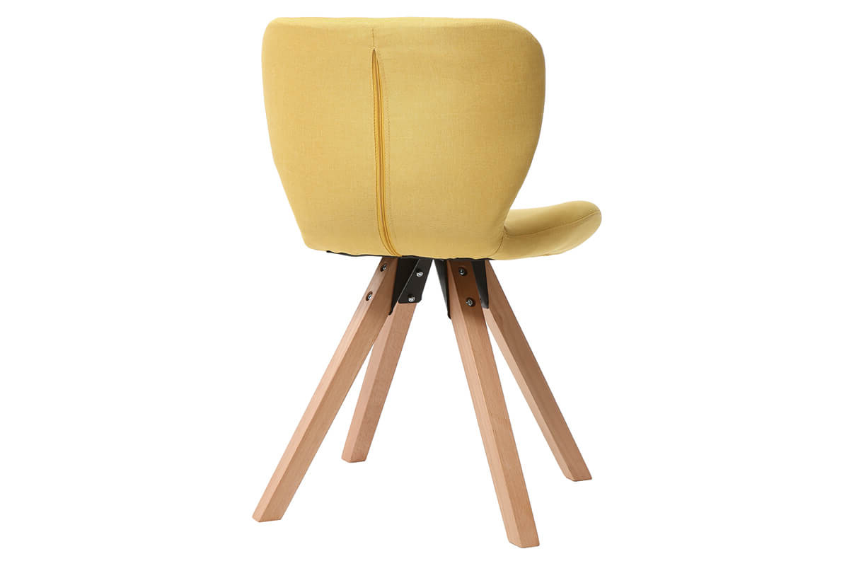 Sedia scandinava tessuto giallo gambe legno chiaro ANYA