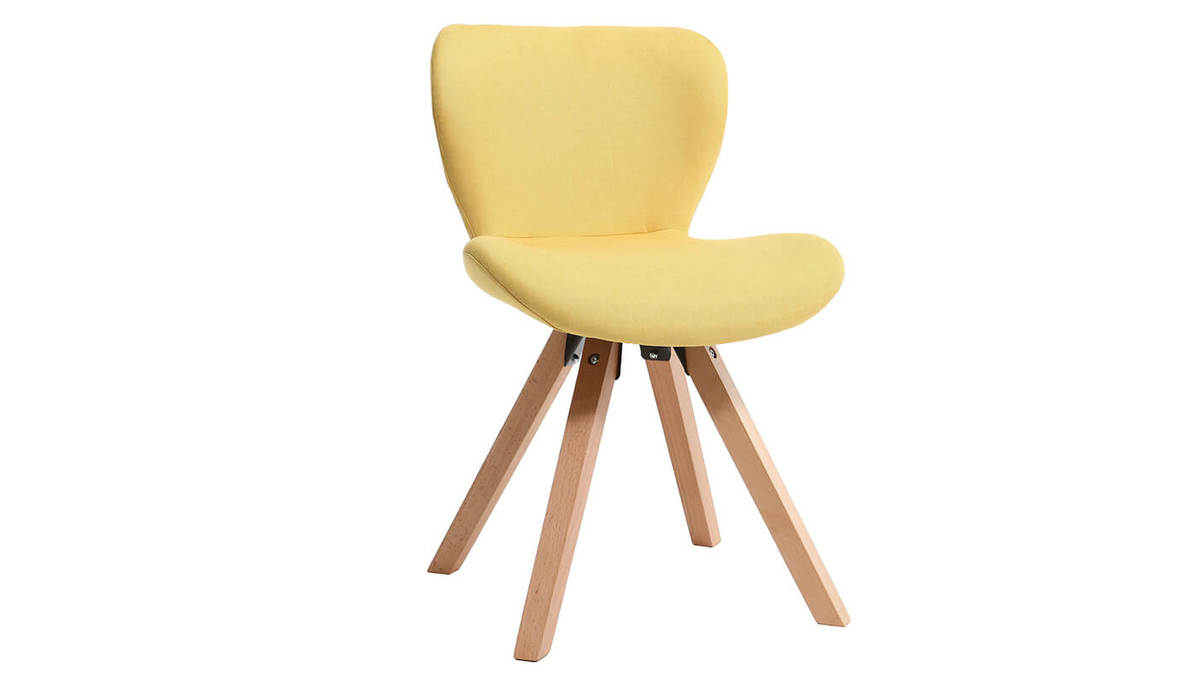 Sedia scandinava tessuto giallo gambe legno chiaro ANYA