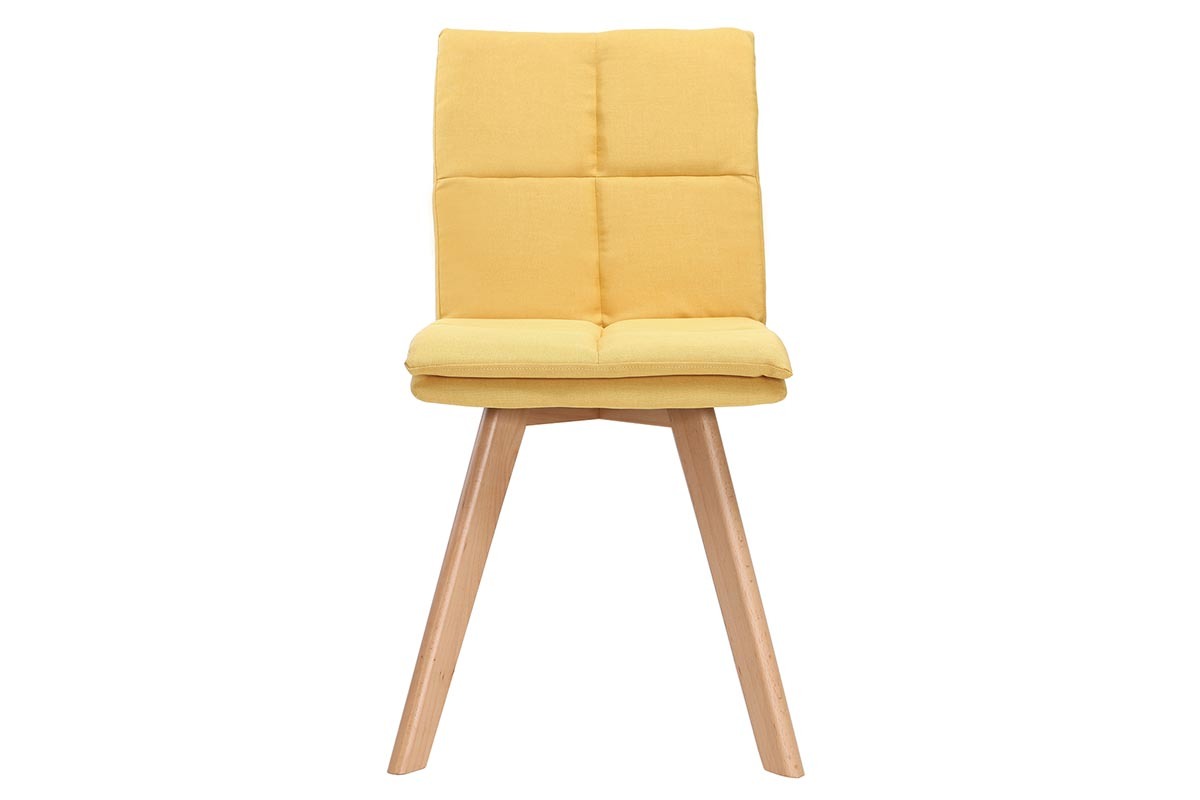 Sedia scandinava tessuto giallo gambe legno chiaro set di 2 THEA