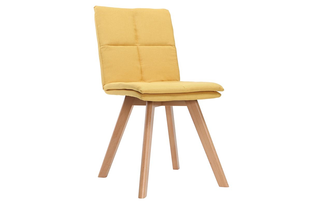 Sedia scandinava tessuto giallo gambe legno chiaro set di 2 THEA