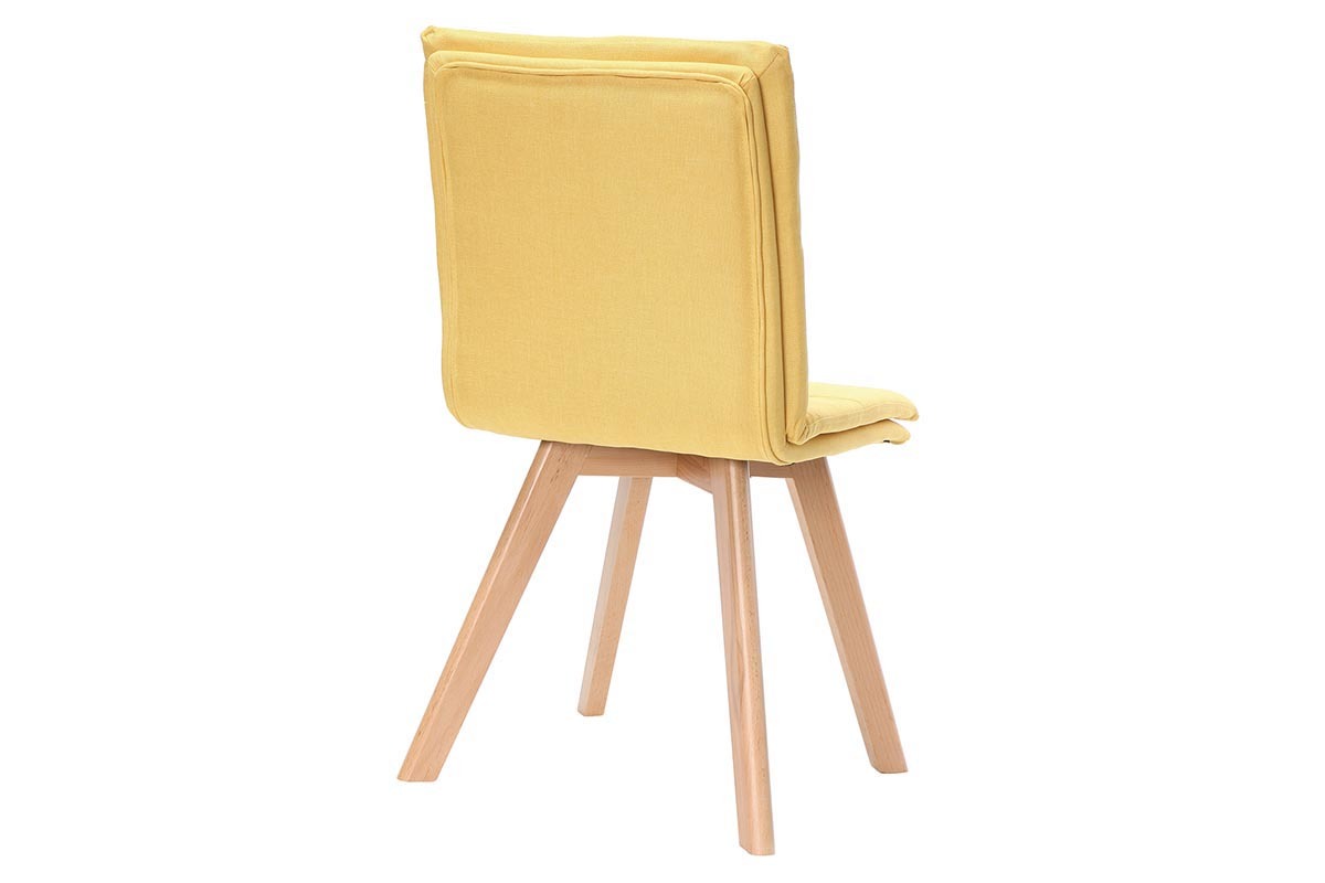 Sedia scandinava tessuto giallo gambe legno chiaro set di 2 THEA