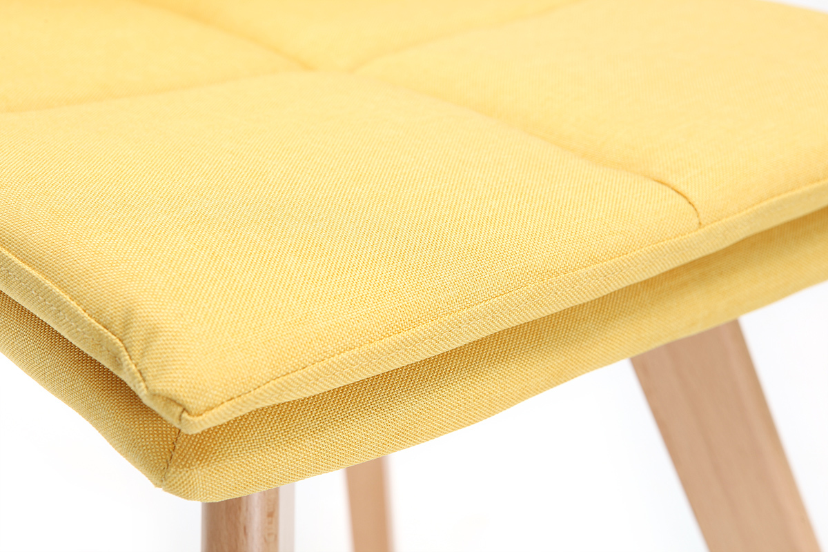 Sedia scandinava tessuto giallo gambe legno chiaro set di 2 THEA