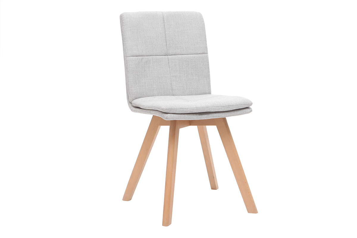 Sedia scandinava tessuto grigio chiaro gambe legno chiaro set di 2 THEA