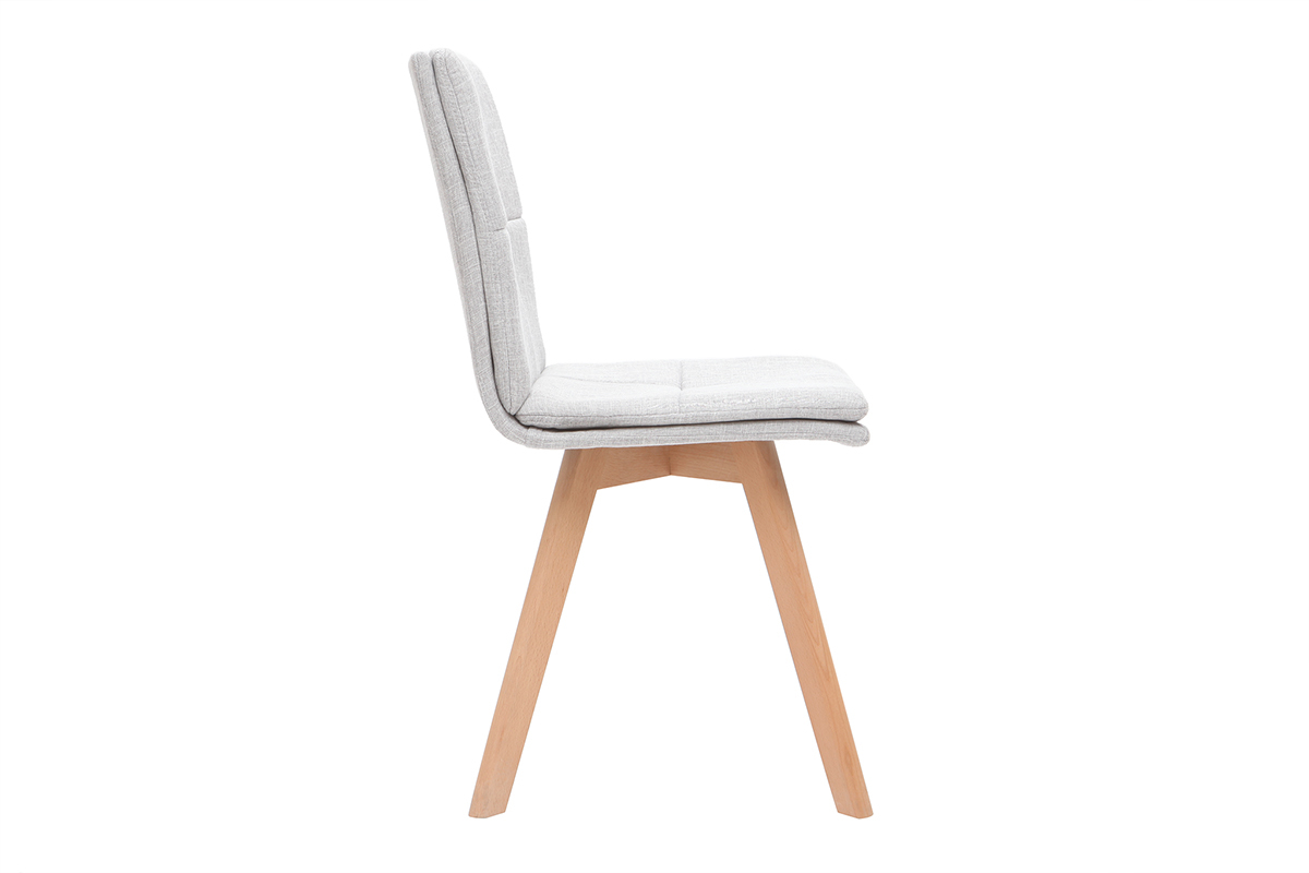 Sedia scandinava tessuto grigio chiaro gambe legno chiaro set di 2 THEA