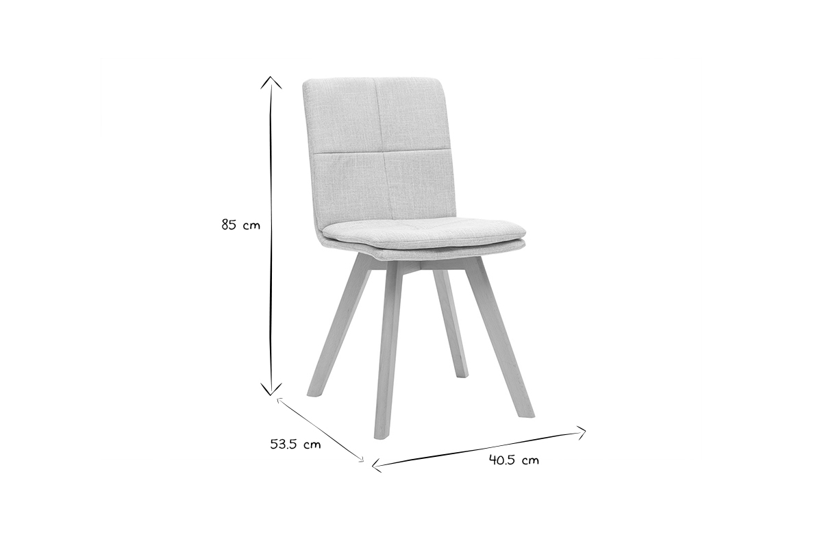 Sedia scandinava tessuto grigio chiaro gambe legno chiaro set di 2 THEA