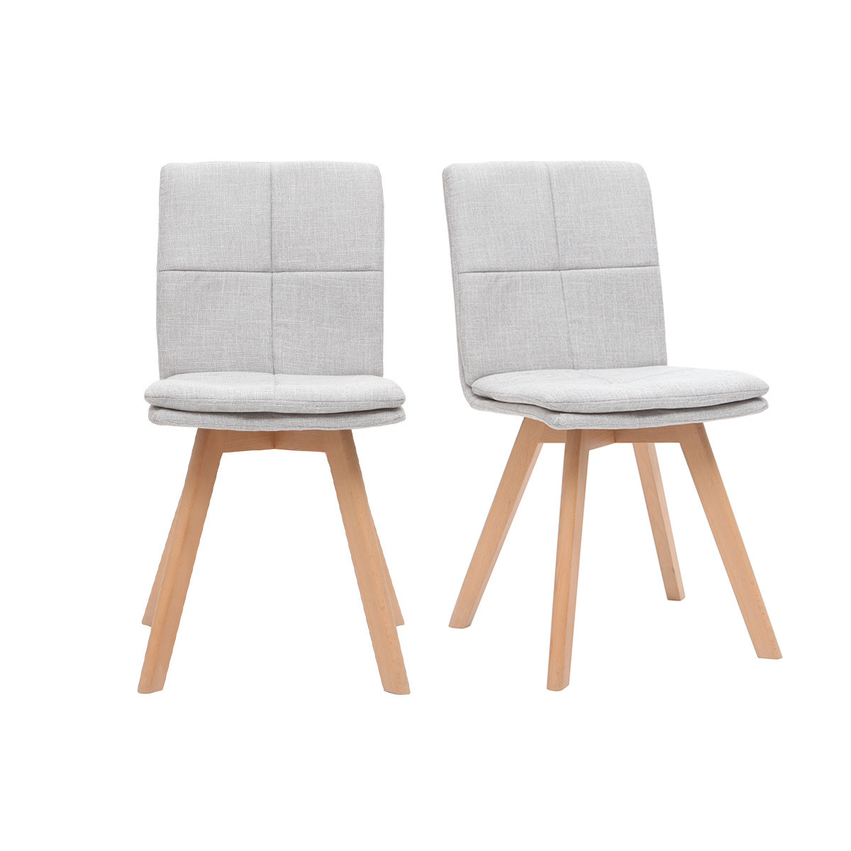 Sedia scandinava tessuto grigio chiaro gambe legno chiaro set di 2 THEA