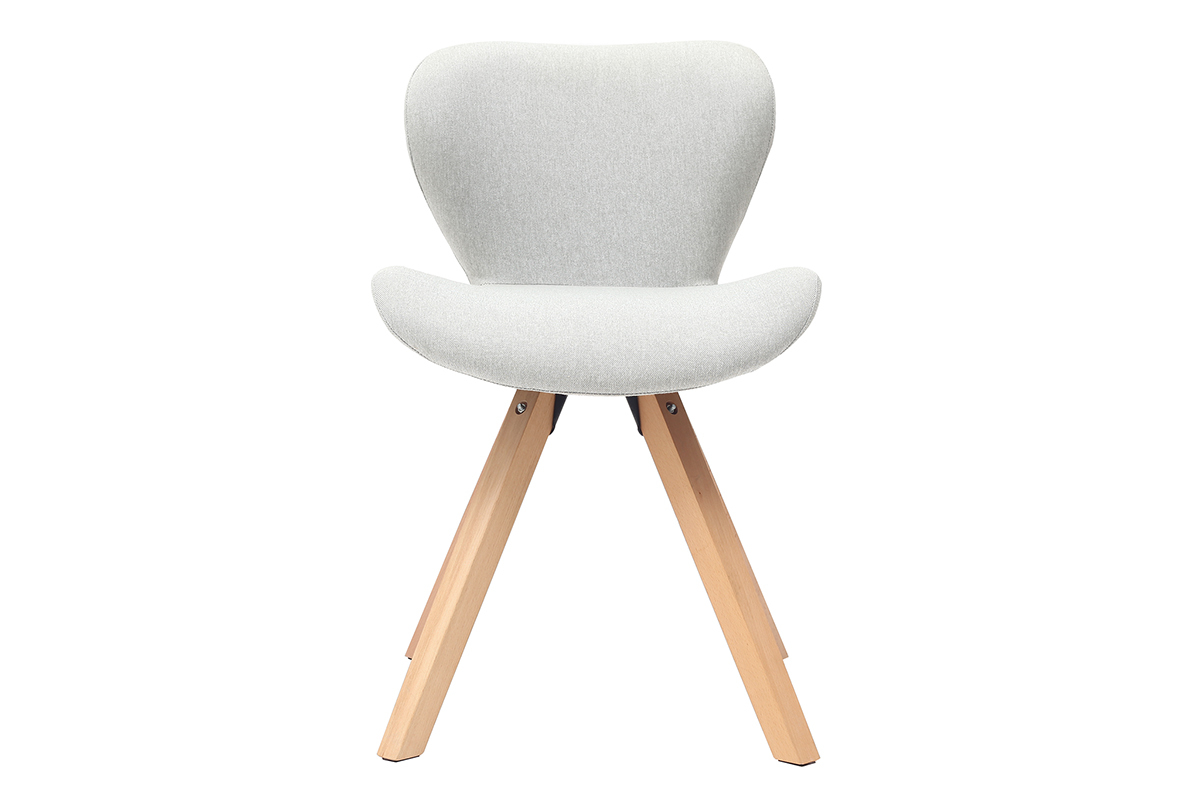 Sedia scandinava tessuto grigio gambe legno chiaro ANYA