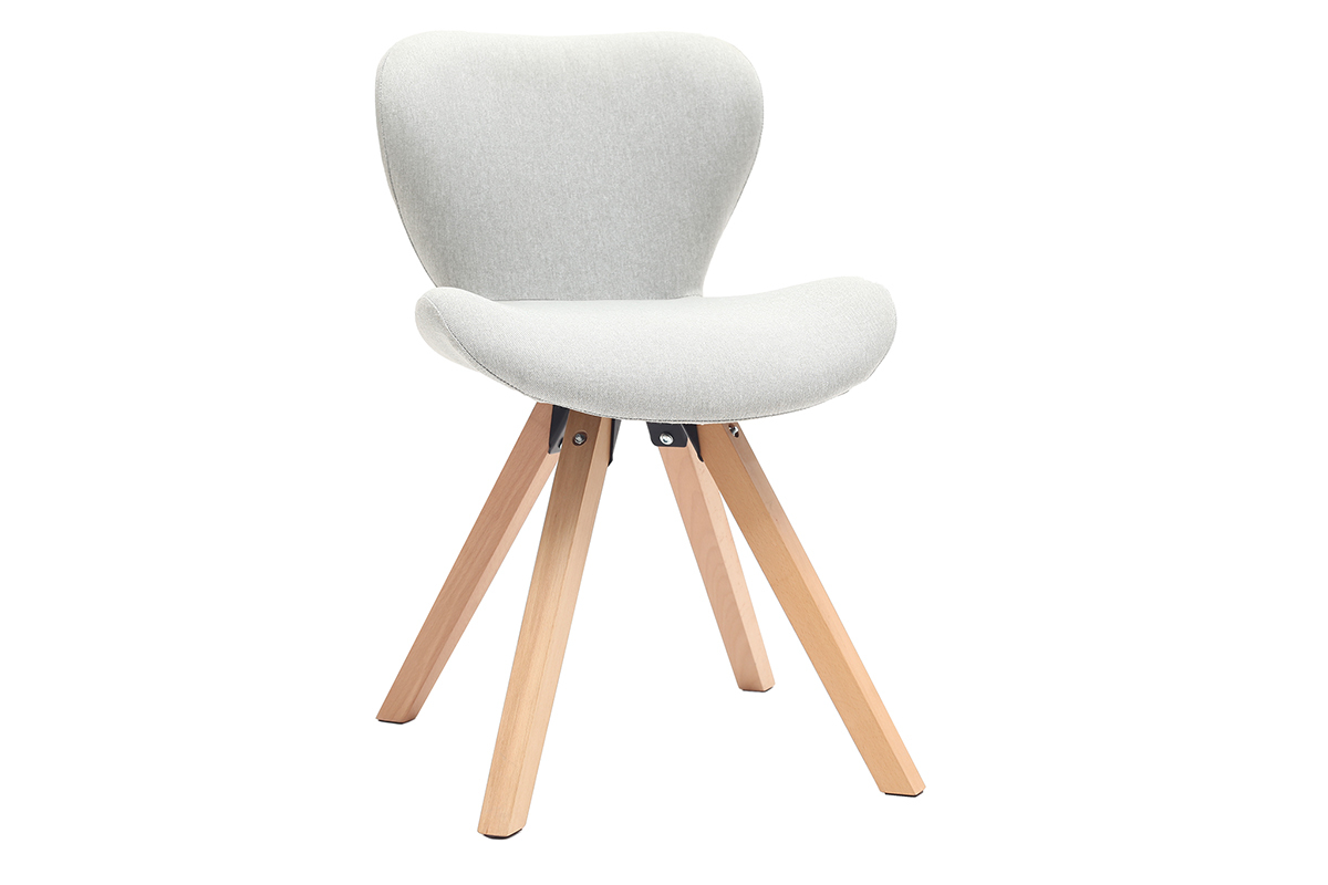 Sedia scandinava tessuto grigio gambe legno chiaro ANYA