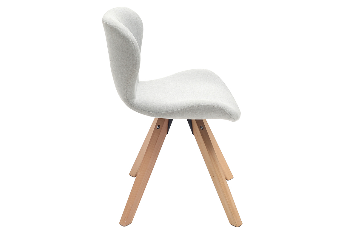 Sedia scandinava tessuto grigio gambe legno chiaro ANYA