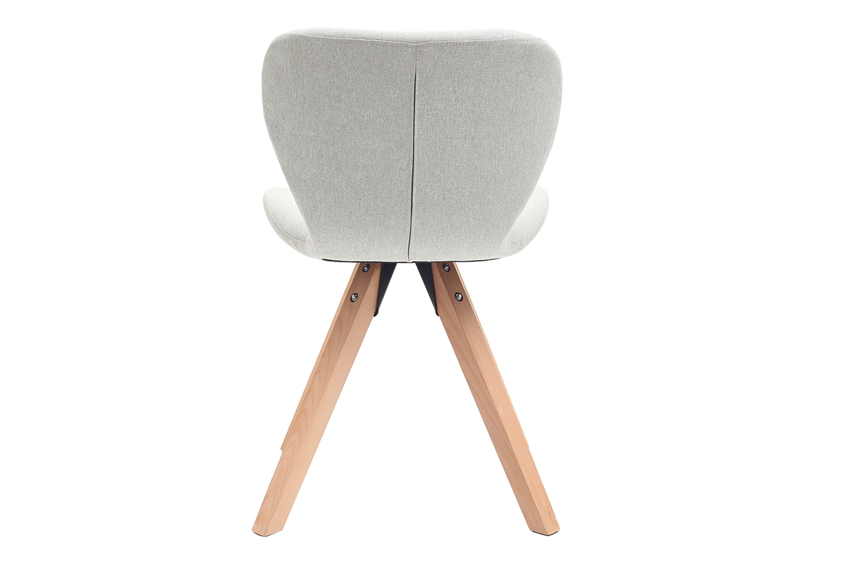 Sedia scandinava tessuto grigio gambe legno chiaro ANYA