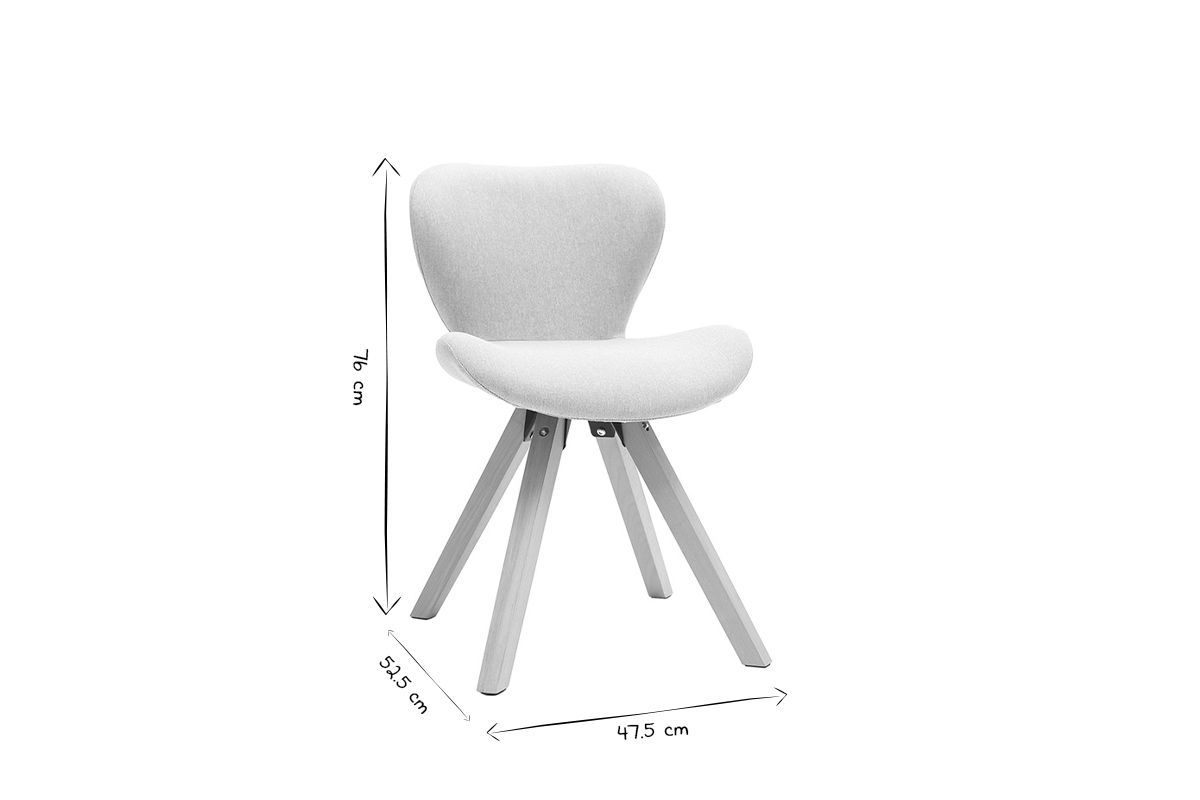 Sedia scandinava tessuto grigio gambe legno chiaro ANYA