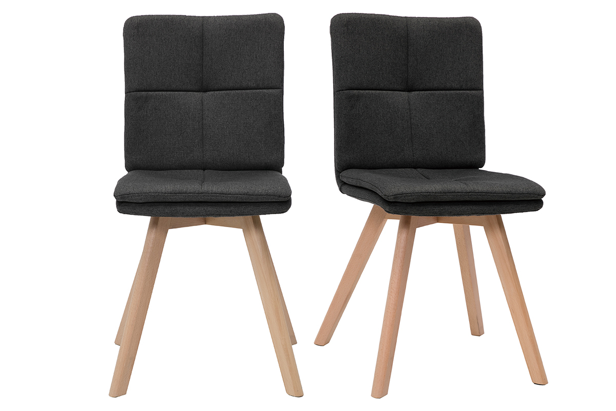 Sedia scandinava tessuto grigio gambe legno chiaro set di 2 THEA