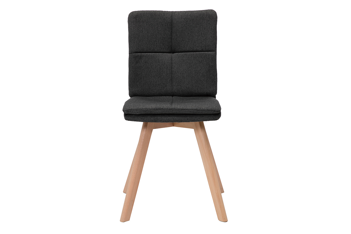 Sedia scandinava tessuto grigio gambe legno chiaro set di 2 THEA