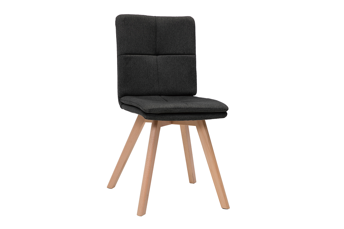 Sedia scandinava tessuto grigio gambe legno chiaro set di 2 THEA