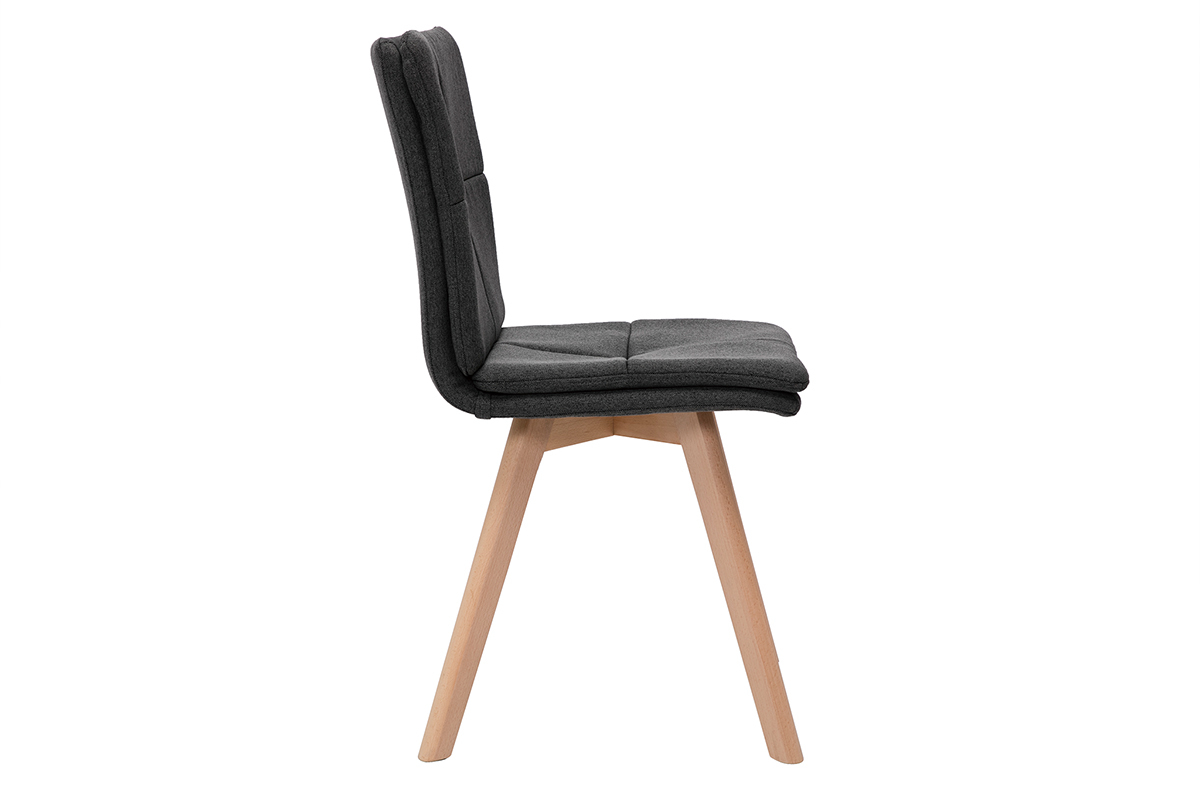 Sedia scandinava tessuto grigio gambe legno chiaro set di 2 THEA