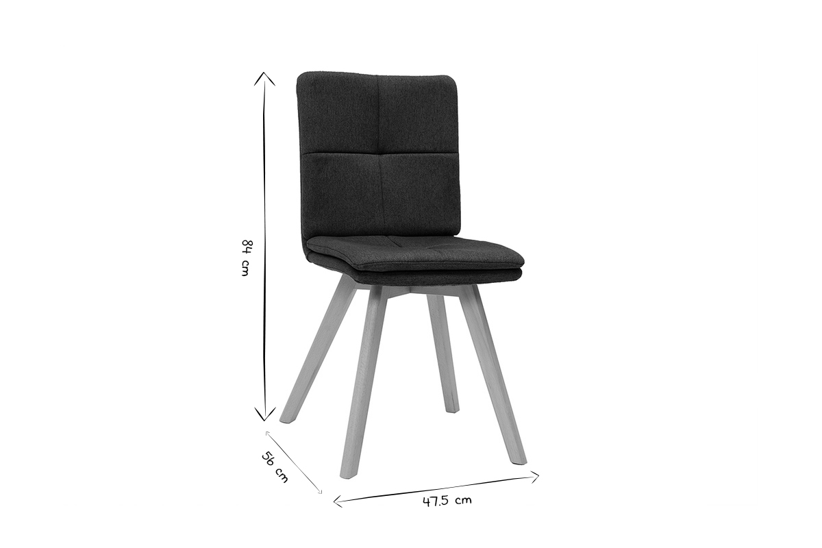 Sedia scandinava tessuto grigio gambe legno chiaro set di 2 THEA