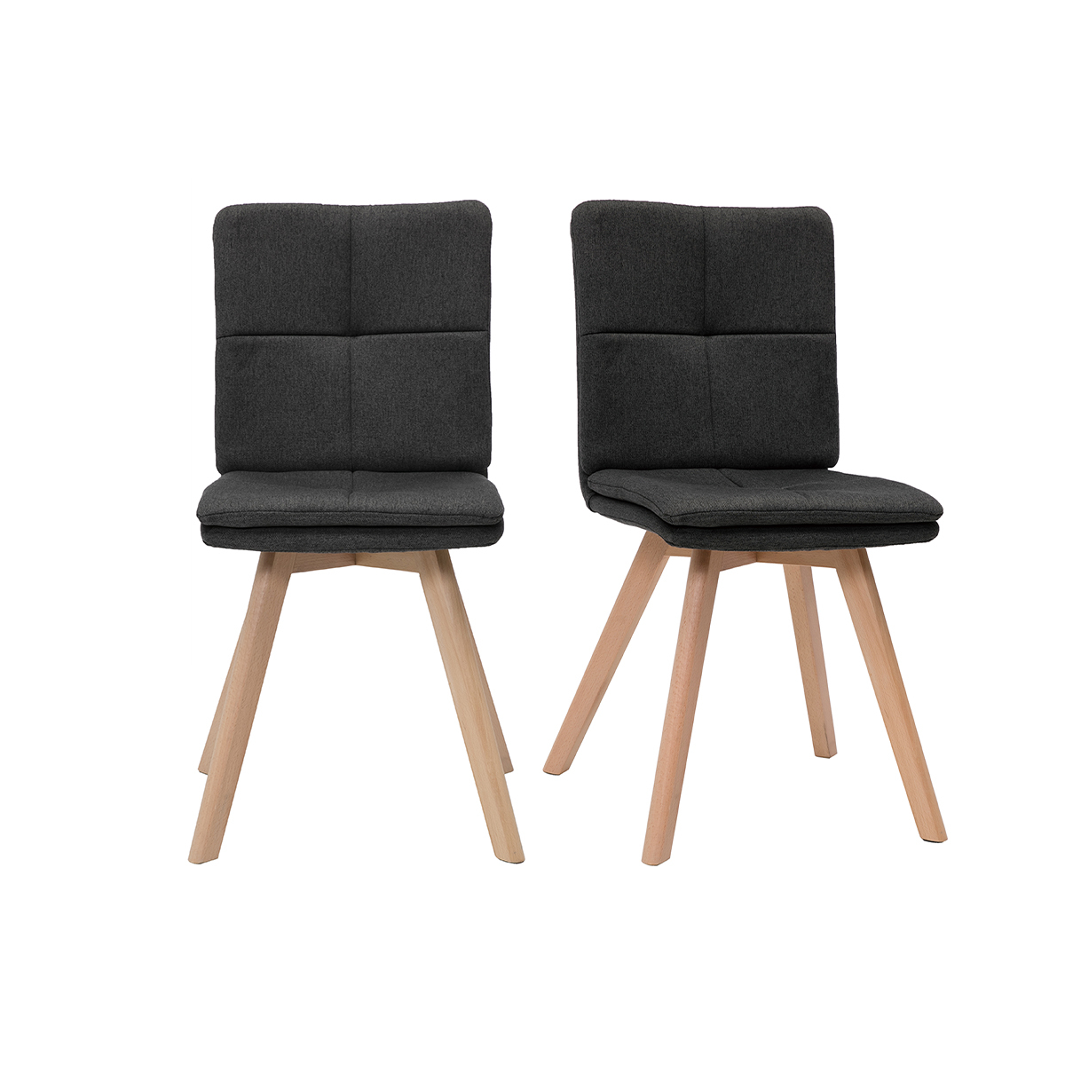 Sedia scandinava tessuto grigio gambe legno chiaro set di 2 THEA