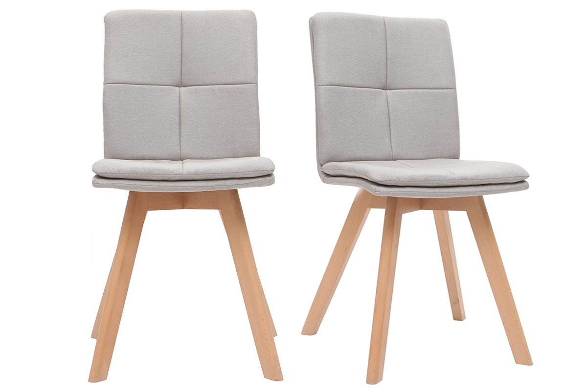 Sedia scandinava tessuto naturale gambe legno chiaro set di 2 THEA