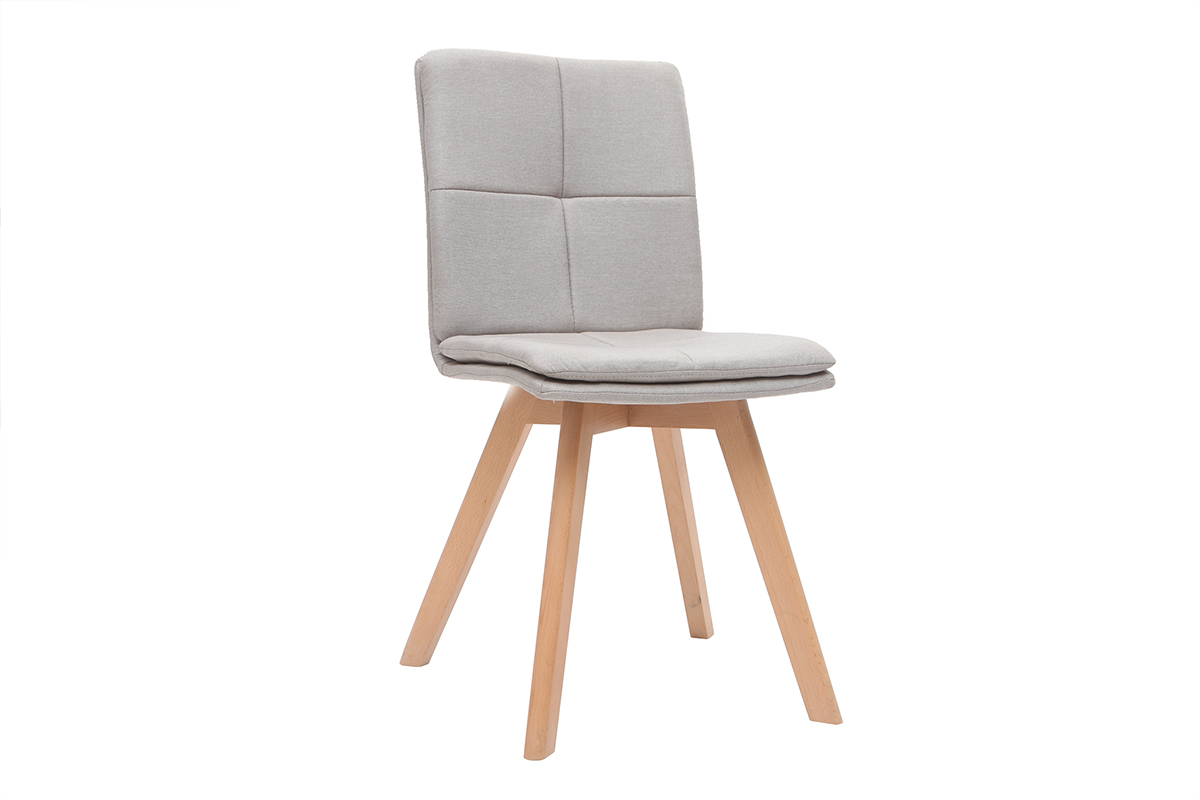 Sedia scandinava tessuto naturale gambe legno chiaro set di 2 THEA