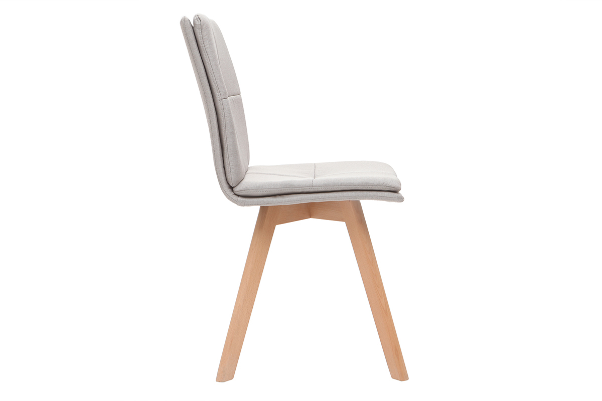 Sedia scandinava tessuto naturale gambe legno chiaro set di 2 THEA