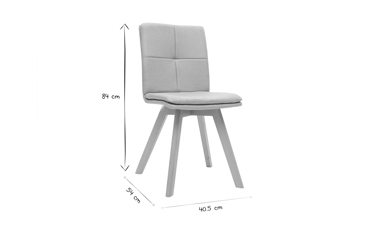 Sedia scandinava tessuto naturale gambe legno chiaro set di 2 THEA