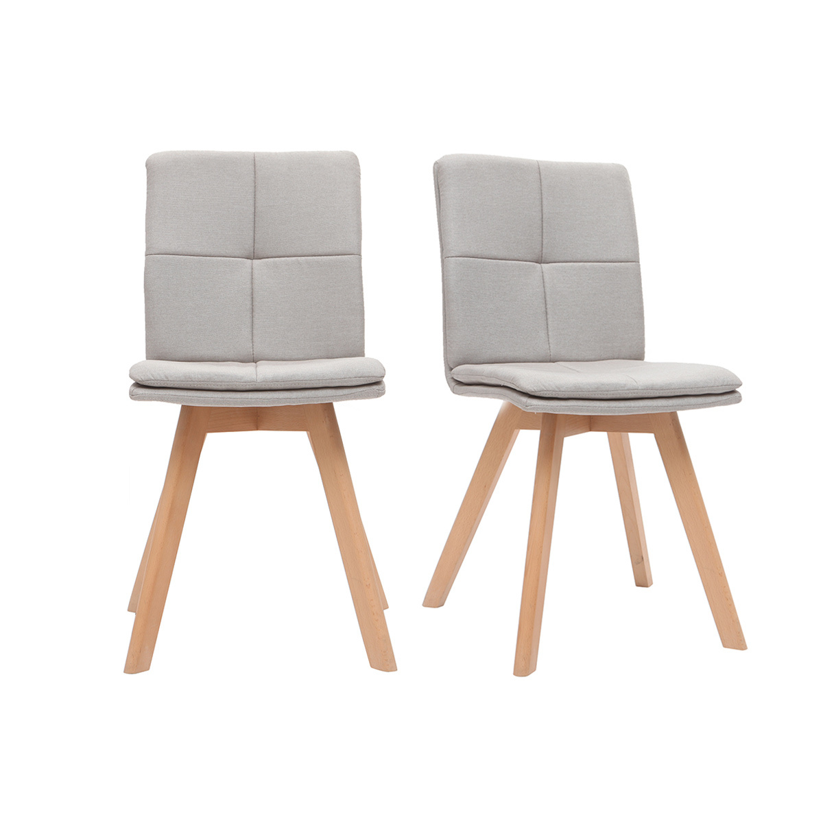 Sedia scandinava tessuto naturale gambe legno chiaro set di 2 THEA