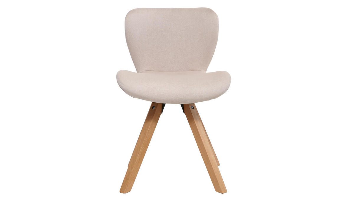 Sedia scandinava tessuto rosa gambe legno chiaro ANYA