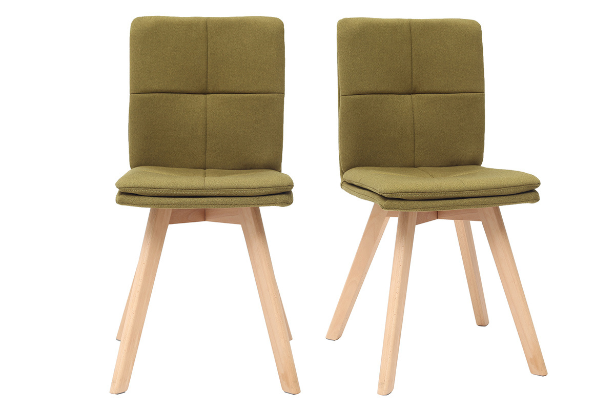 Sedia scandinava tessuto verde gambe legno chiaro gruppo di 2 THEA