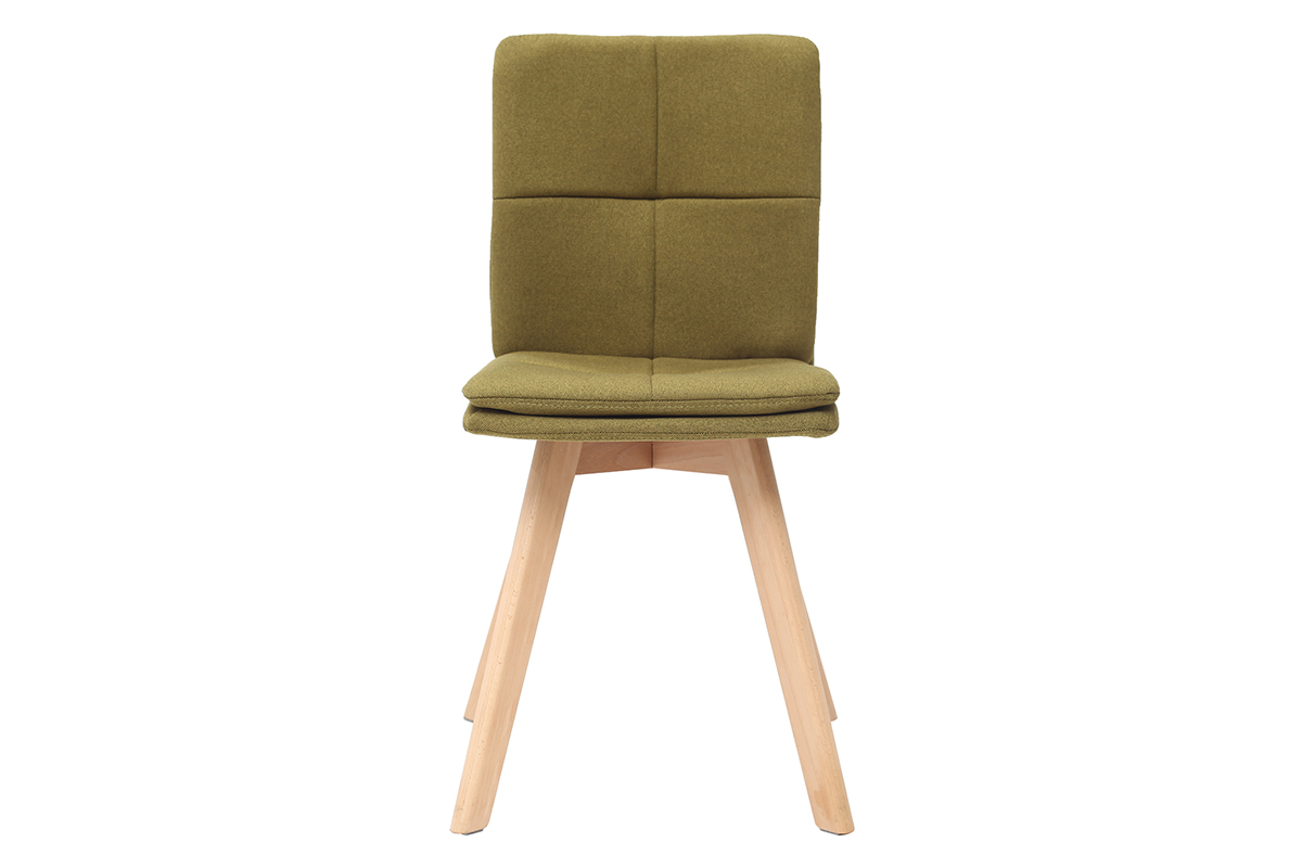 Sedia scandinava tessuto verde gambe legno chiaro gruppo di 2 THEA