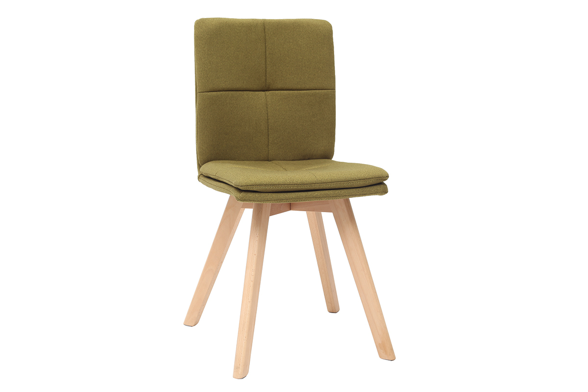 Sedia scandinava tessuto verde gambe legno chiaro gruppo di 2 THEA